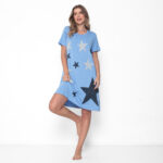 Sleep Wear em Malha Estampado - Azul Bebe
