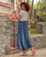 Vestido Feminino Em Malha Estampado Com Bolsos - Bicolor - Imagem 5