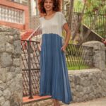 Vestido Feminino Em Malha Estampado Com Bolsos - Bicolor