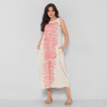 Vestido Em Malha Estampado Com Bolsos Sem Mangas