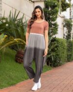 Macacão Street Feminino em Malha Estampado Com Bolsos - Bicolor