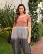 Macacão Street Feminino em Malha Estampado Com Bolsos - Bicolor - Imagem 2