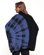 Poncho Em Malha Estampado Gola Rolê E Mangas Curtas - Azul - Imagem 4