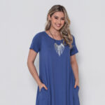 Vestido Em Malha Com Bolsos E Mangas Curtas - Imagem 3