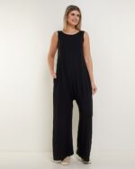 Macacão Feminino em Malha Sem Mangas Com Bolsos - Imagem 4