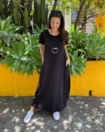 Vestido Em Malha Com Bolsos E Mangas Curtas - Imagem 6