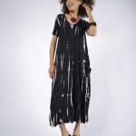 Vestido Roma em Malha Manga Curta Estampado - Preto