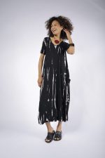 Vestido Roma em Malha Manga Curta Estampado - Preto