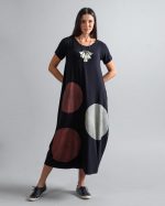 Vestido em Malha Manga Curta Estampado - Preto - Imagem 5