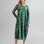 Vestido em Malha Estampado Manga Longa - Verde