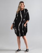 Vestido Borboleta em Malha Estampado - Preto