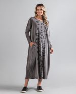 Vestido Street Manga Longa Estampado - Cinza