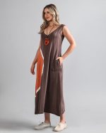 Vestido em Malha Estampado Regata - Bicolor