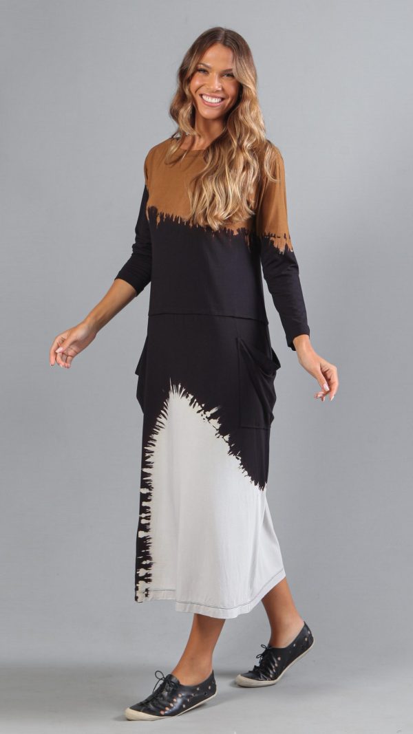 Vestido em Malha Tie Dye - Preto