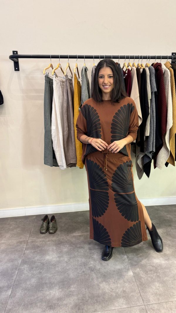 Conjunto em Malha Estampado - Marrom