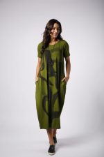 Vestido Street em Malha Estampado Manga Curta- Pistache