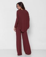 Conjunto Diagonal Feminino em Malha Manga Longa - Marrom - Imagem 4