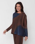 Conjunto Feminino em Malha Estampado Manga Longa - Bicolor - Imagem 3