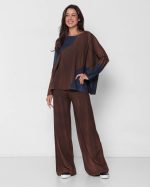 Conjunto Feminino em Malha Estampado Manga Longa - Bicolor - Imagem 2