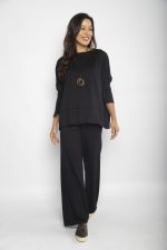 Conjunto Prega em Malha Manga Longa - Preto