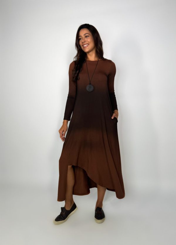Vestido em Malha Manga Longa - Marrom - Imagem 1