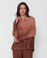 Conjunto Feminino em Malha com Manga Longa - Nude - Imagem 3