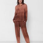 Conjunto Feminino em Malha com Manga Longa - Nude