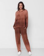 Conjunto Feminino em Malha com Manga Longa - Nude