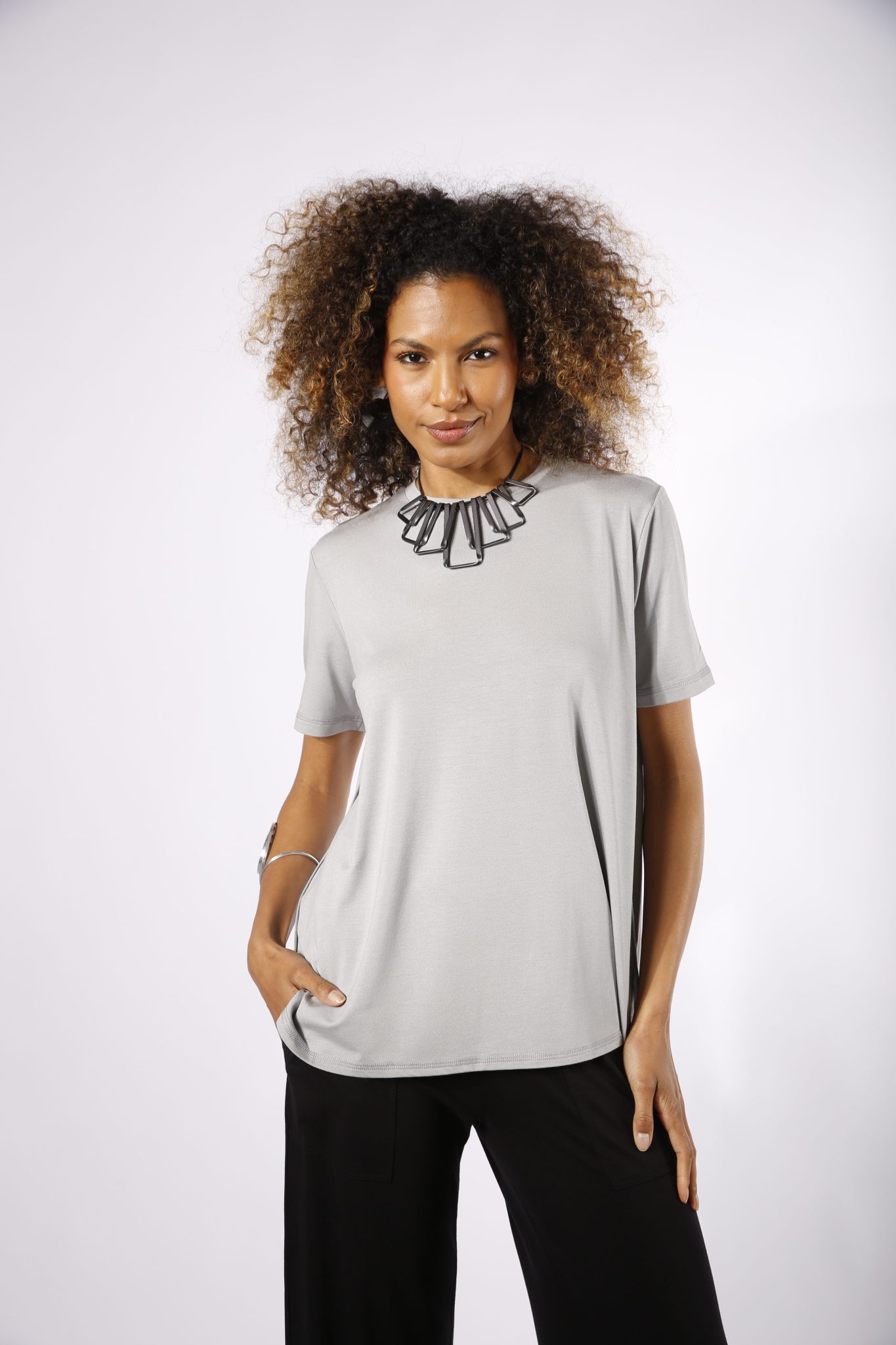 _D3_4281 Blusa Feminina Em Malha Com Manga Curta - Imagem 1