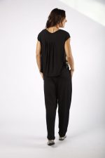 Blusa Com Manga Curta Flórida - Preto - Imagem 5