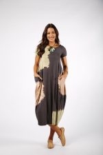 Vestido Italy Com Manga Curta - Grafite