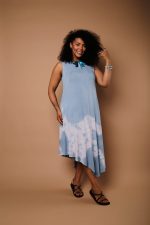 Vestido Em Malha Sem Manga - Azul Celeste