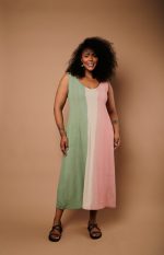 Vestido Em Malha Estampado Sem Mangas - Bicolor