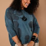 Blusa Feminina Em Malha Estampada - Petróleo