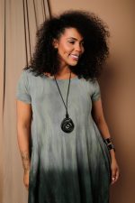 Vestido Em Malha Estampado Manga Curta - Verde - Imagem 2