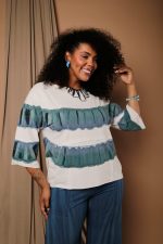 Conjunto Feminino Em Malha Estampado - Off - Imagem 2