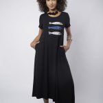 Vestido Em Malha Com Manga Curta - Preto