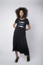 Vestido Em Malha Com Manga Curta - Preto - Imagem 3