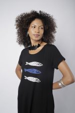 Vestido Em Malha Com Manga Curta - Preto - Imagem 2