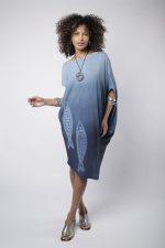 Vestido Feminino Em Malha Manga Curta - Petróleo