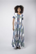 Vestido Feminino Em Malha Com Mangas Curtas - Xadrez - Imagem 2