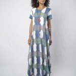 Vestido Feminino Em Malha Com Mangas Curtas - Xadrez