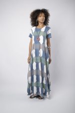 Vestido Feminino Em Malha Com Mangas Curtas - Xadrez