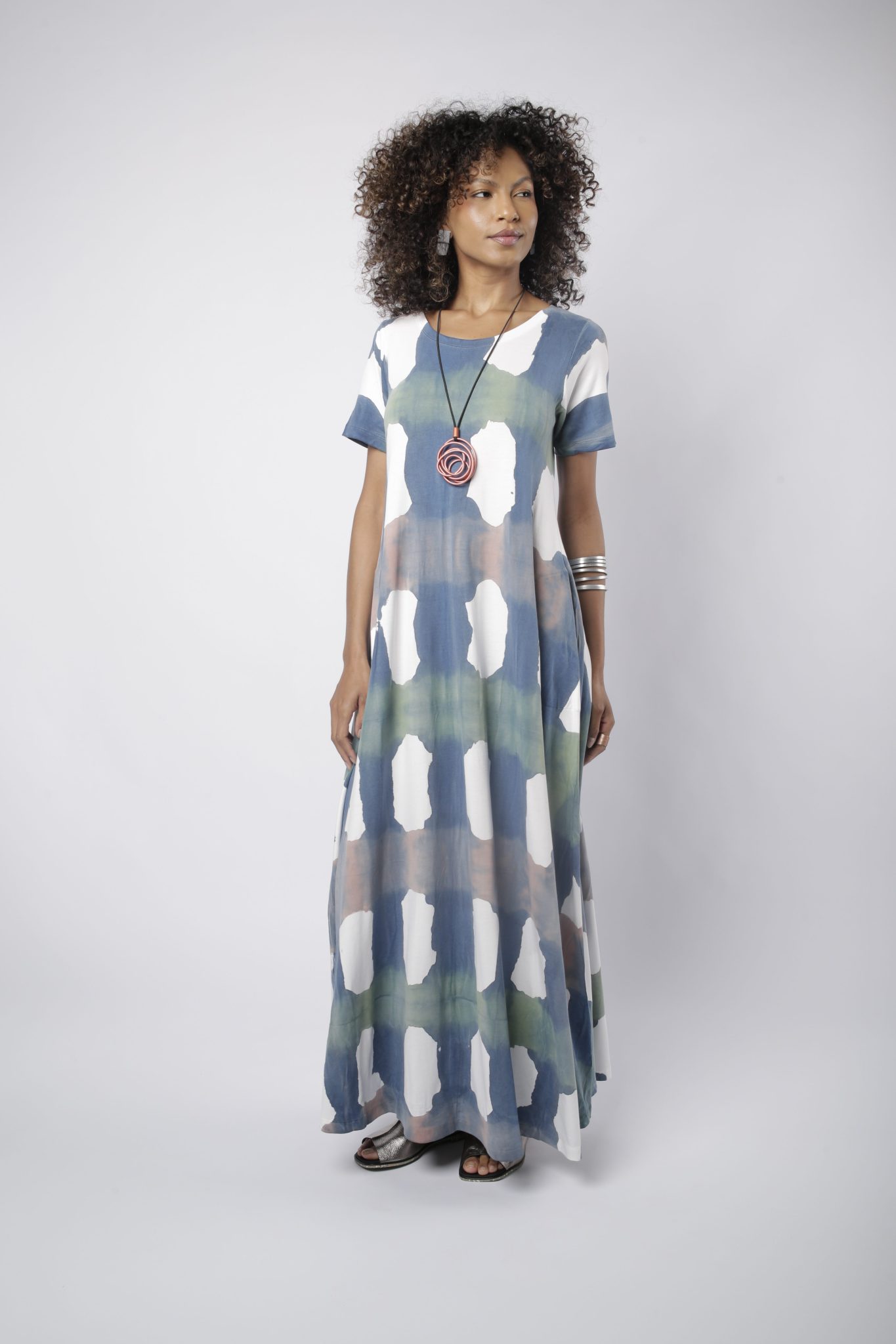 _D3_5180 Vestido Feminino Em Malha Com Mangas Curtas - Xadrez - Imagem 1