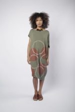 Vestido Feminino Em Malha Manga Curta - Oliva