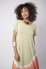 Vestido Feminino Em Malha Com Mangas Curtas - Verde Claro - Imagem 3