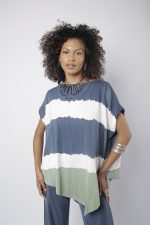 Conjunto FeminIno Em Malha Sem Manga - Listrada - Imagem 2